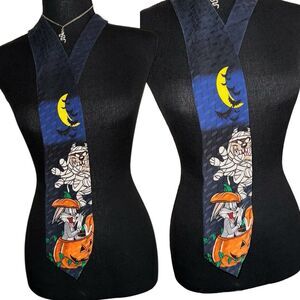 Vintage 1996 Looney Tunes Mania Halloween bugs bunny and taz necktie 100% silk